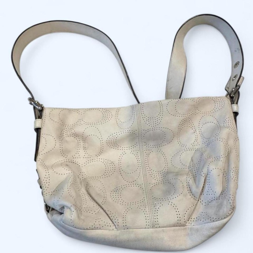 coach white leather shoulder bag